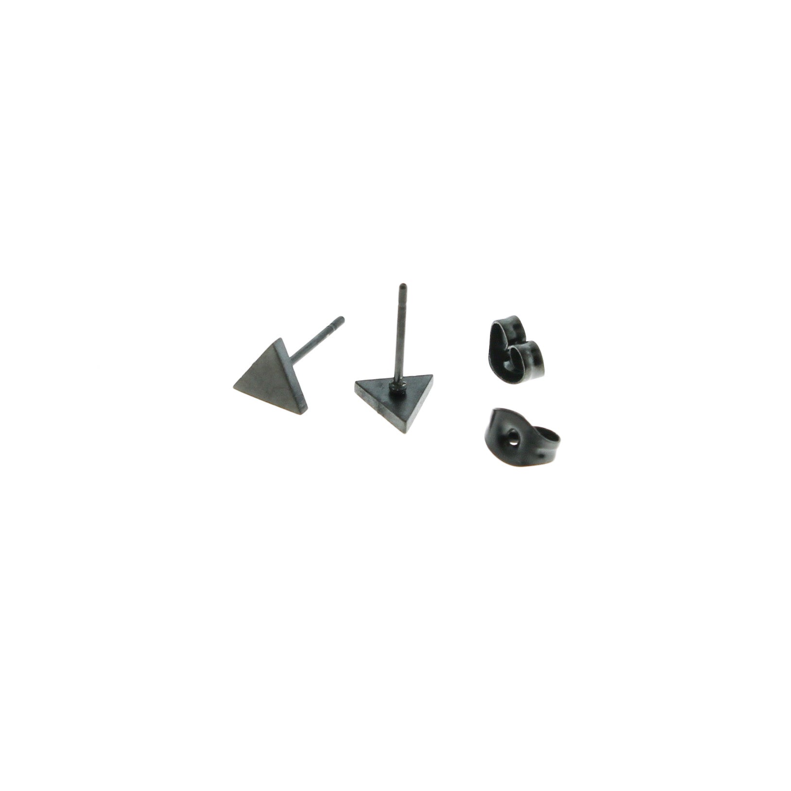 Boucles d'Oreilles en Acier Inoxydable Noir Gunmetal - Clous Triangle - 7mm x 5mm - 2 Pièces 1 Paire - ER026