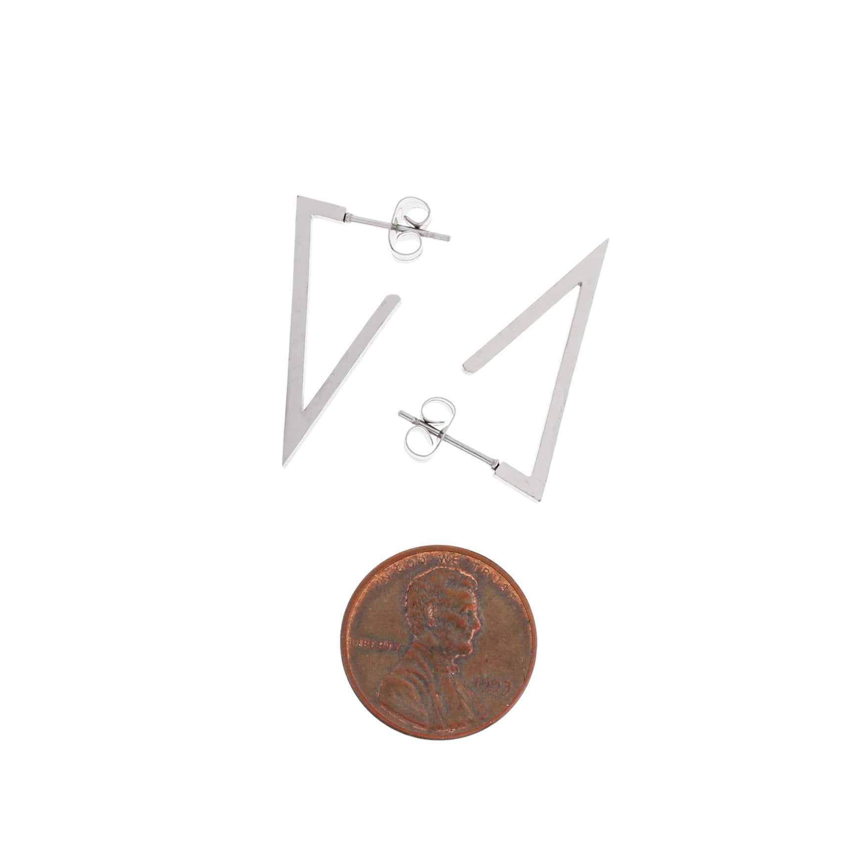 Stainless Steel Earrings - Triangle Studs - 30mm x 20mm - 1 Pair - Choose Your Tone!