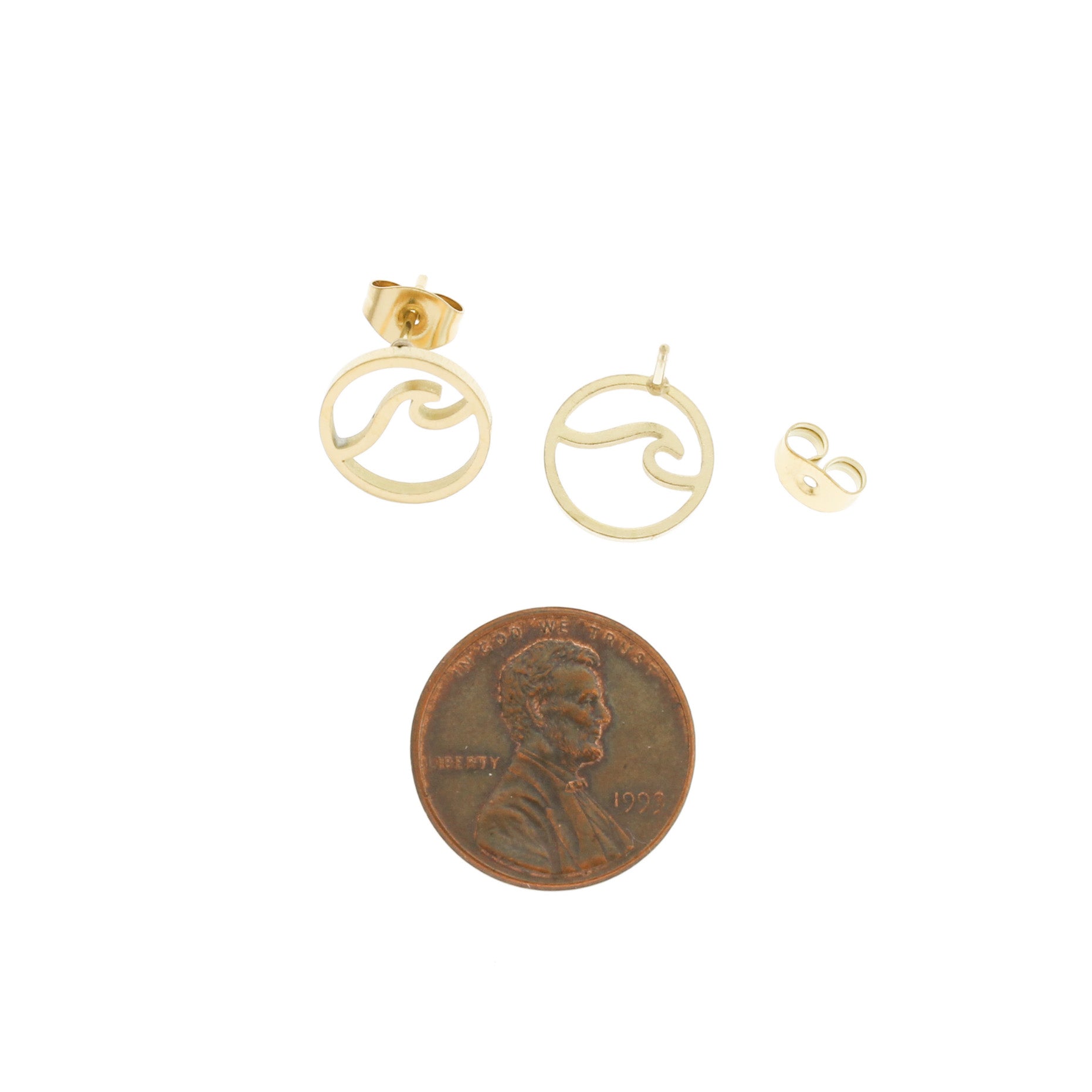 Boucles d'oreilles en acier inoxydable - Clous Vague - 12mm x 12mm - 1 Paire - Choisissez votre couleur !