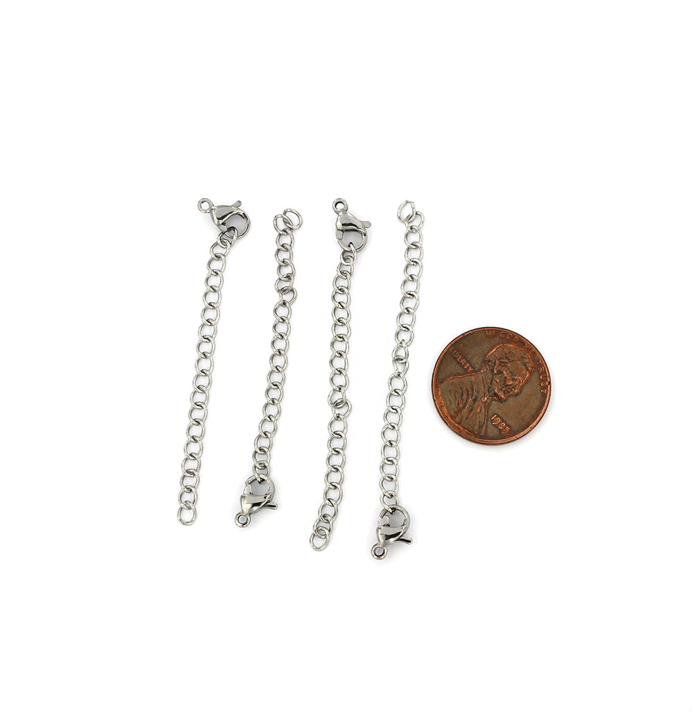 Stainless Steel Extender Chains With Lobster Clasp - 53mm x 2.7mm - 4 Pieces - FD658