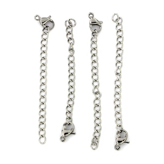 Stainless Steel Extender Chains With Lobster Clasp - 53mm x 2.7mm - 4 Pieces - FD658