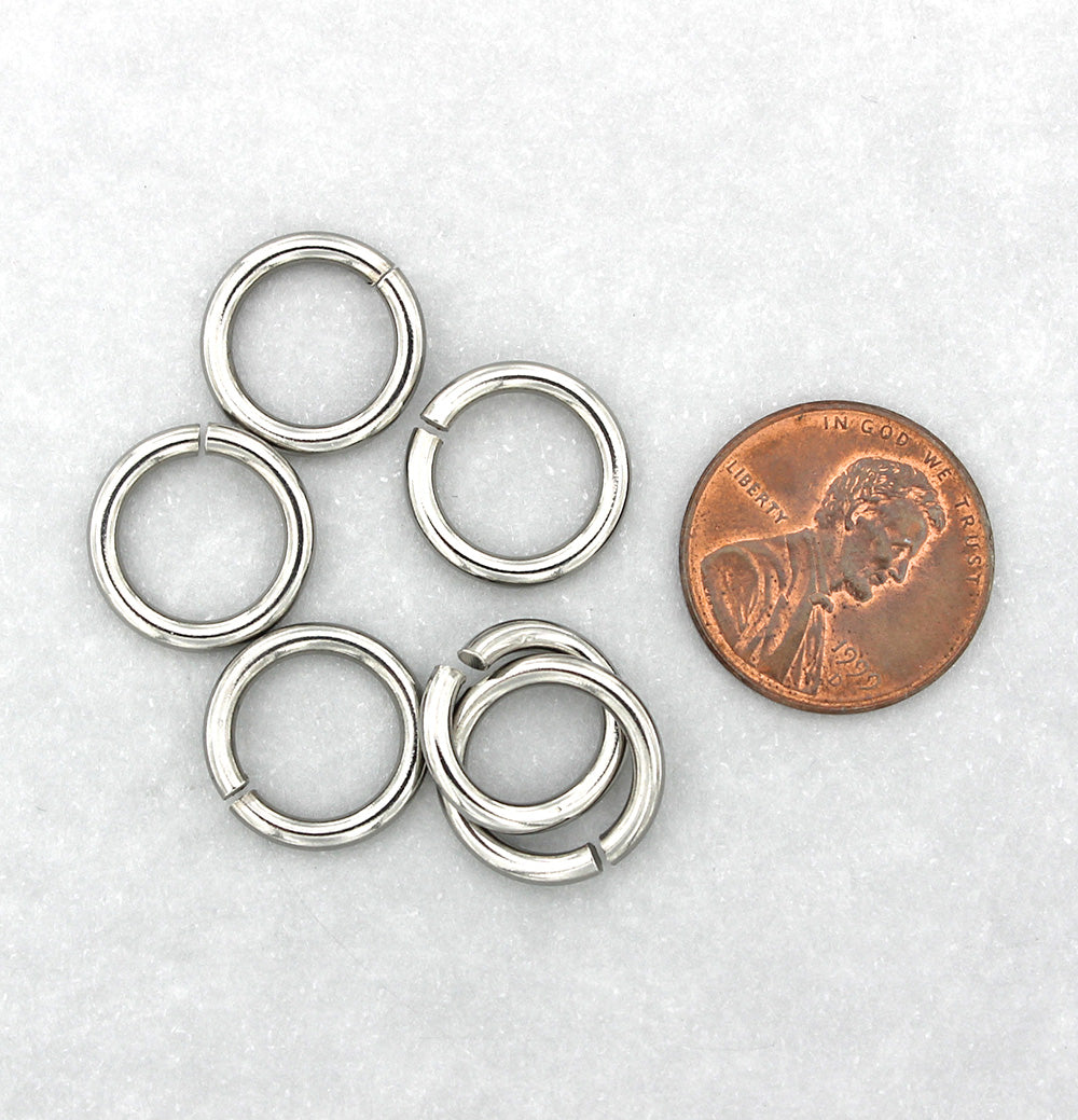 Stainless Steel Jump Rings 14mm - Open 12 Gauge - 50 Rings - J176