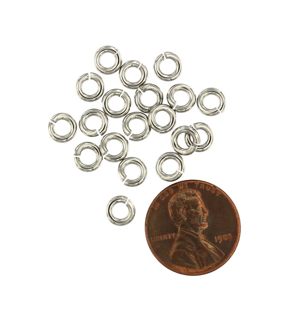 Anneaux en acier inoxydable 6 mm x 1,5 mm - Calibre 15 ouvert - 100 anneaux - J155