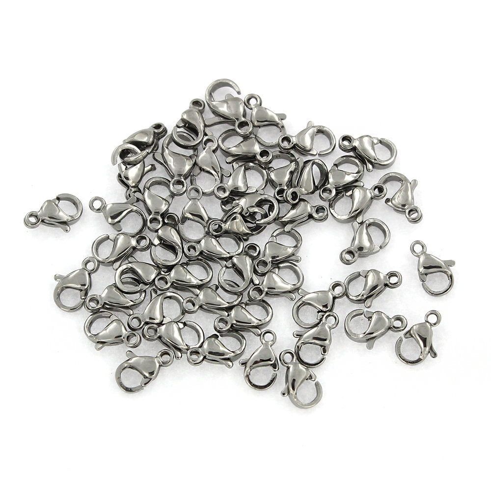 10 fermoirs mousquetons hypoallergéniques en acier inoxydable - Choisissez votre taille et votre couleur !