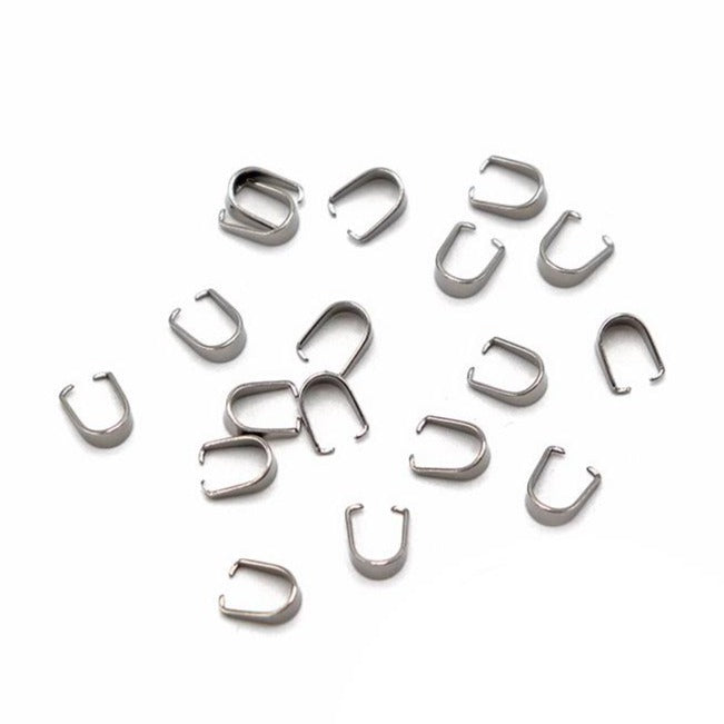 Stainless Steel Pinch Bail - 7mm x 5mm - 20 Pieces - FD959