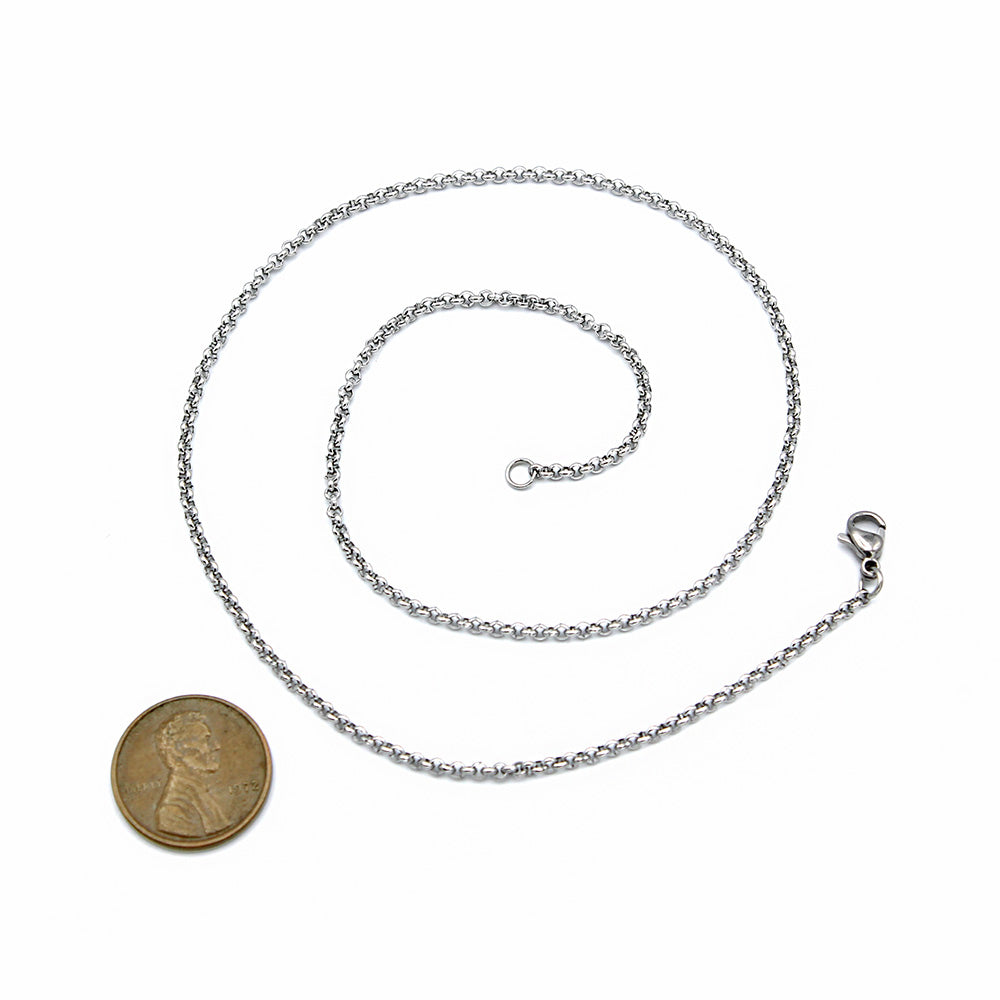Collier Chaîne Rolo Acier Inoxydable 16" - 2mm - 1 Collier - N690