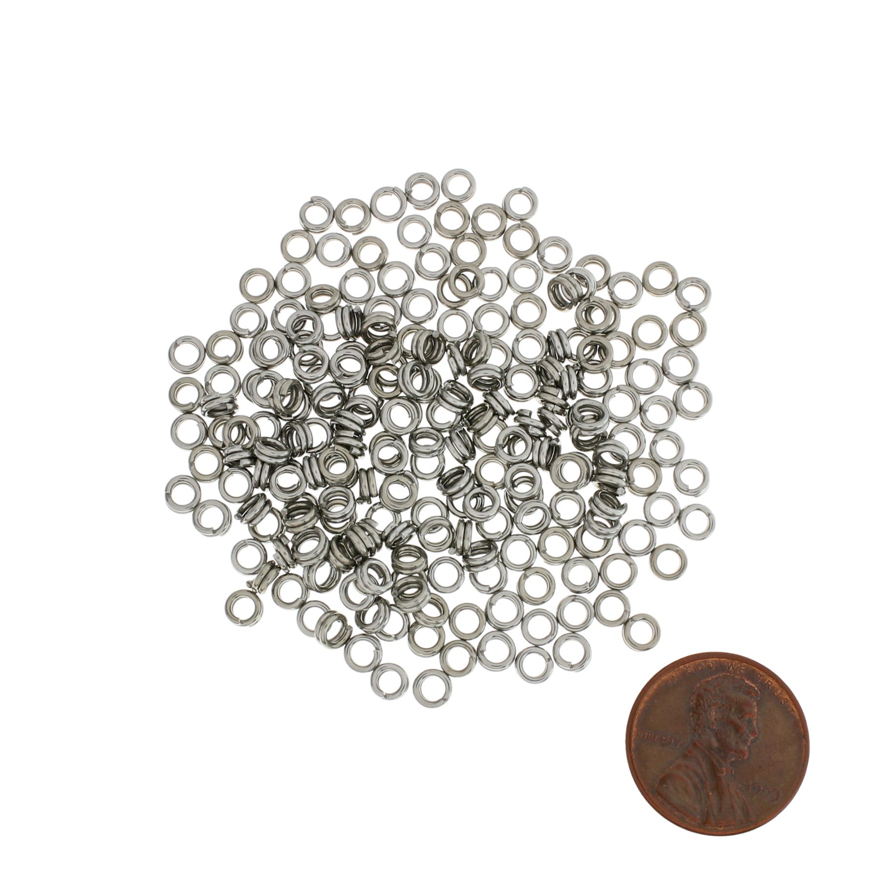 Anneaux fendus en acier inoxydable 4 mm x 0,8 mm - Calibre 20 ouvert - 100 anneaux - SS110
