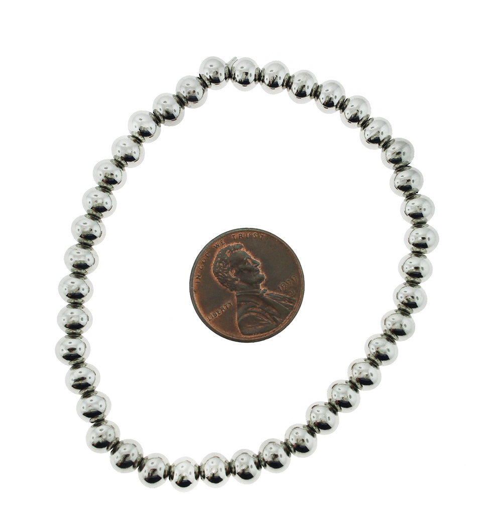 Stainless Steel Stretch Cord Bracelet With Spacer Beads 7.75"- 6mm - 1 Bracelet - N597