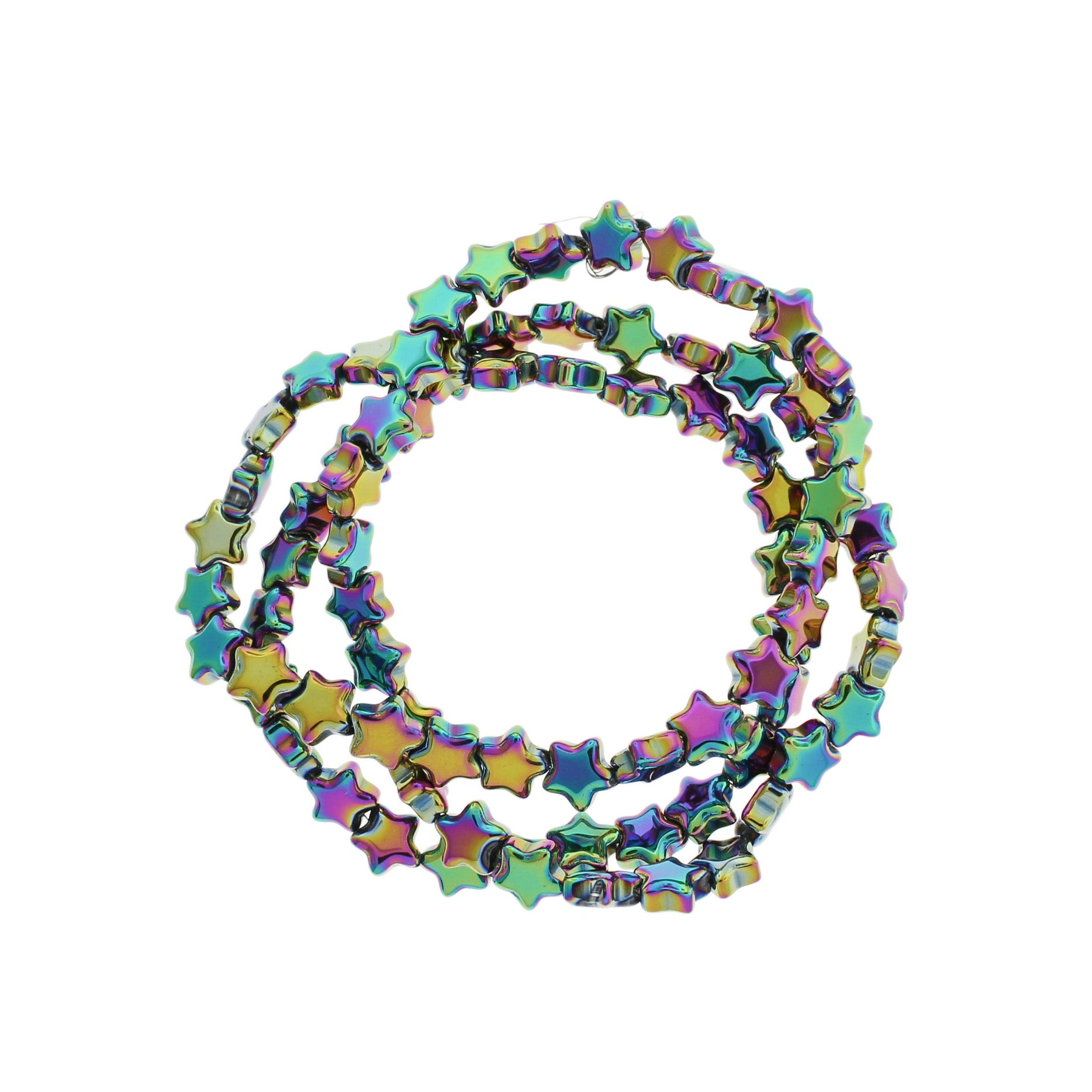 Star Glass Beads 9mm - Electroplated Rainbow - 20 Beads - BD2673