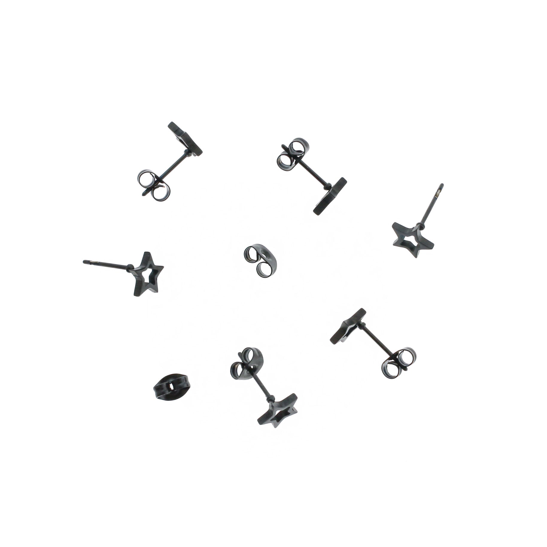 Star Gunmetal Tone Stainless Steel Earring Studs - 11mm x 7mm - 2 Pieces 1 Pair - Z435