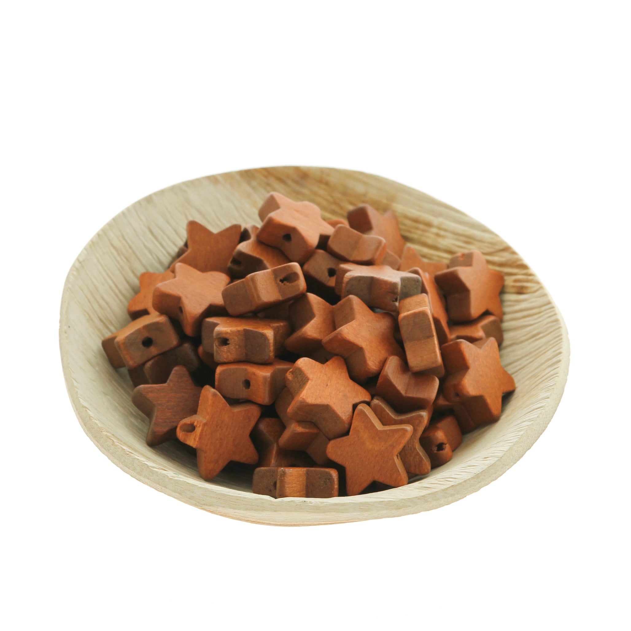Star Natural Wood Beads 14mm - Dyed Natural Brown - 6 Beads - BD2730