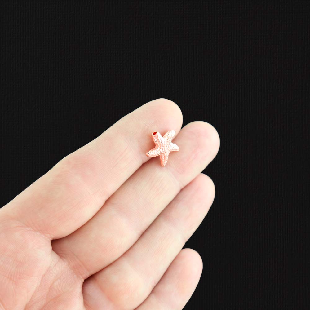 Perles intercalaires étoile de mer 14 mm - ton or rose - 8 perles - GC590
