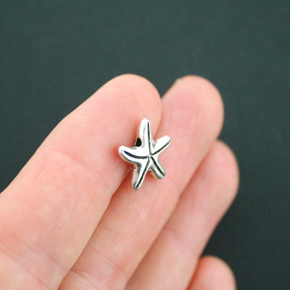 Starfish Spacer Beads 15mm x 14mm - Silver Tone - 8 Beads - SC2125
