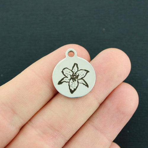 Stargazer Lily Stainless Steel Charms - BFS001-3360