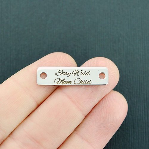 Stay Wild Moon Child Stainless Steel Connector Charms - BFS016-7396