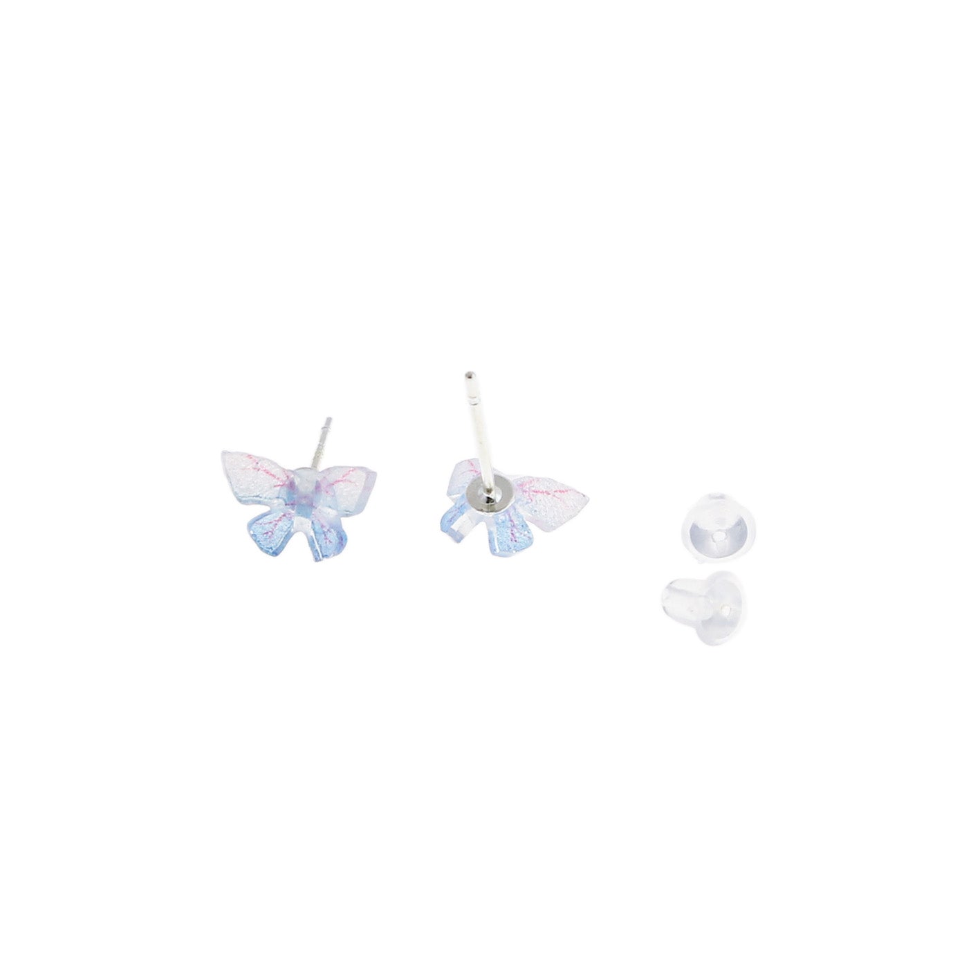 Sterling Silver Earrings - Purple Resin Butterfly Studs - 10mm x 5mm - 2 Pieces 1 Pair - ER250