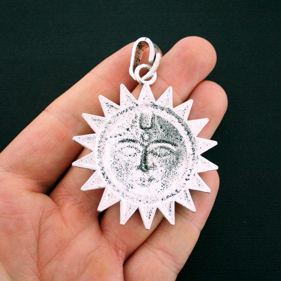 Sun Antique Silver Tone Charm - SC6131