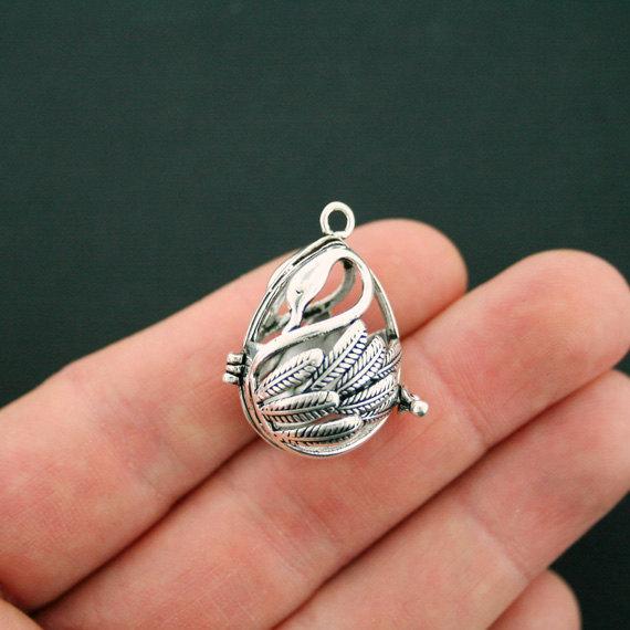 Swan Bead Cage Antique Silver Tone 3D - SC6720