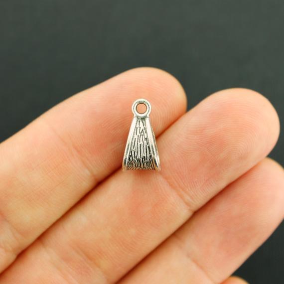 Teardrop Bail Beads 15mm x 8mm - Antique Silver Tone - 15 Beads - SC7698