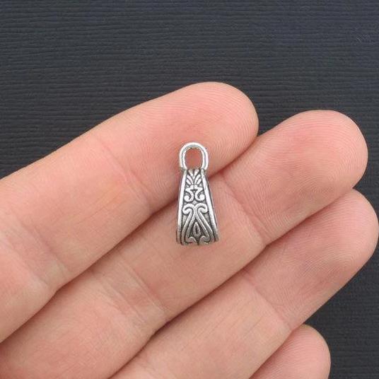 Teardrop Bail Beads 17mm x 8mm - Antique Silver Tone - 8 Beads - SC3145