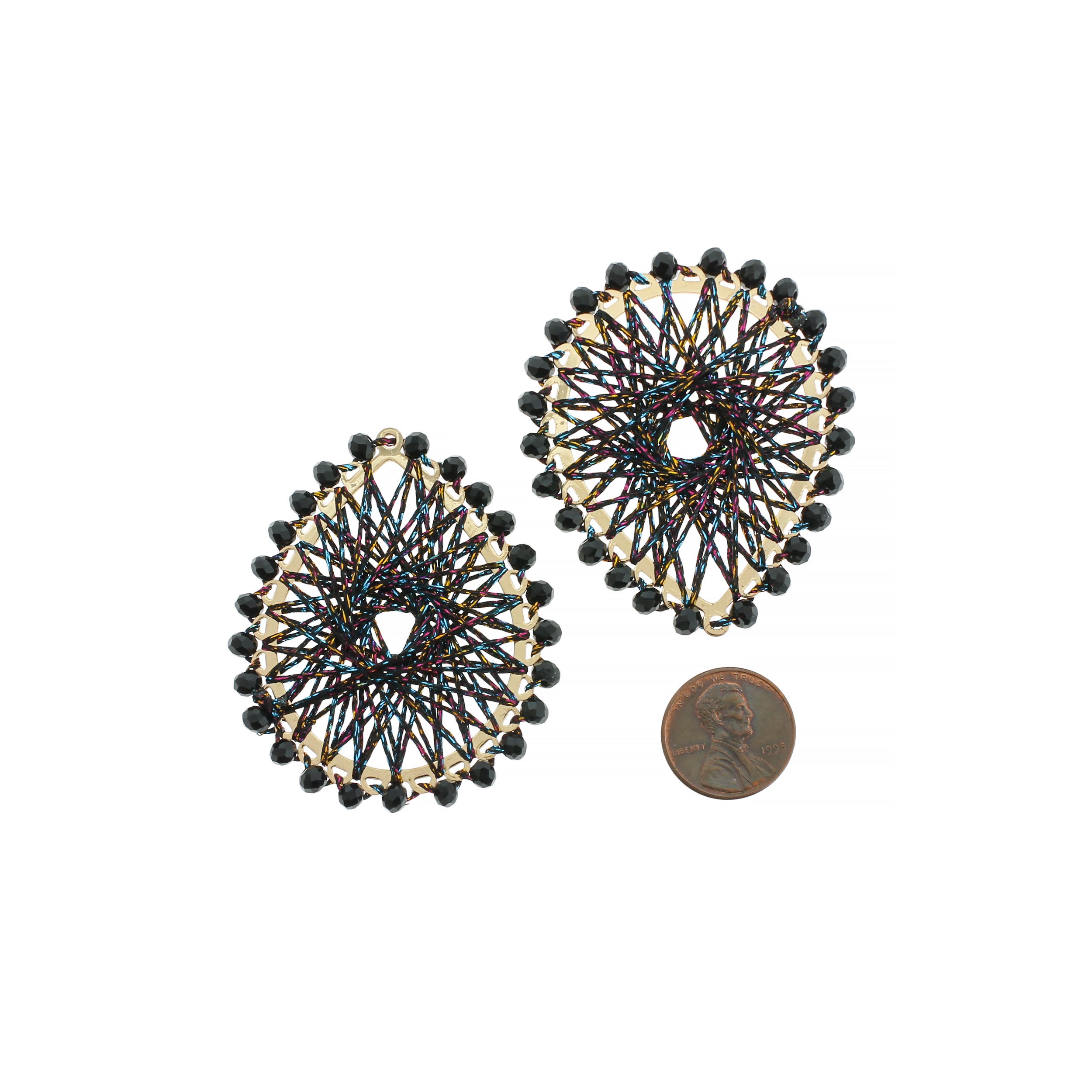 Teardrop Beaded Woven Gold Tone Pendant - Choose Your Color!