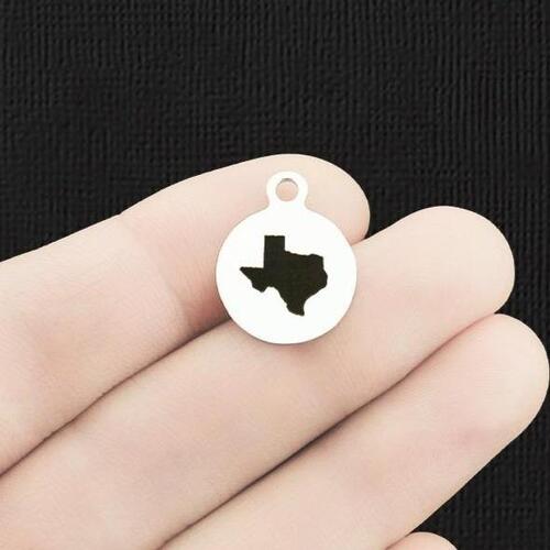 Petits charms ronds Texas en acier inoxydable - BFS002-6315