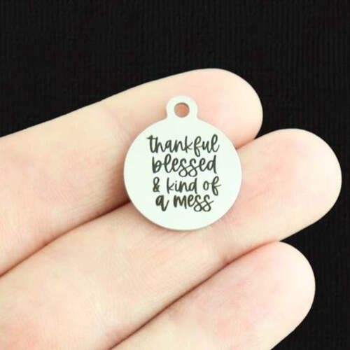 Charmes reconnaissants et bénis en acier inoxydable - et une sorte de gâchis - BFS001-6707