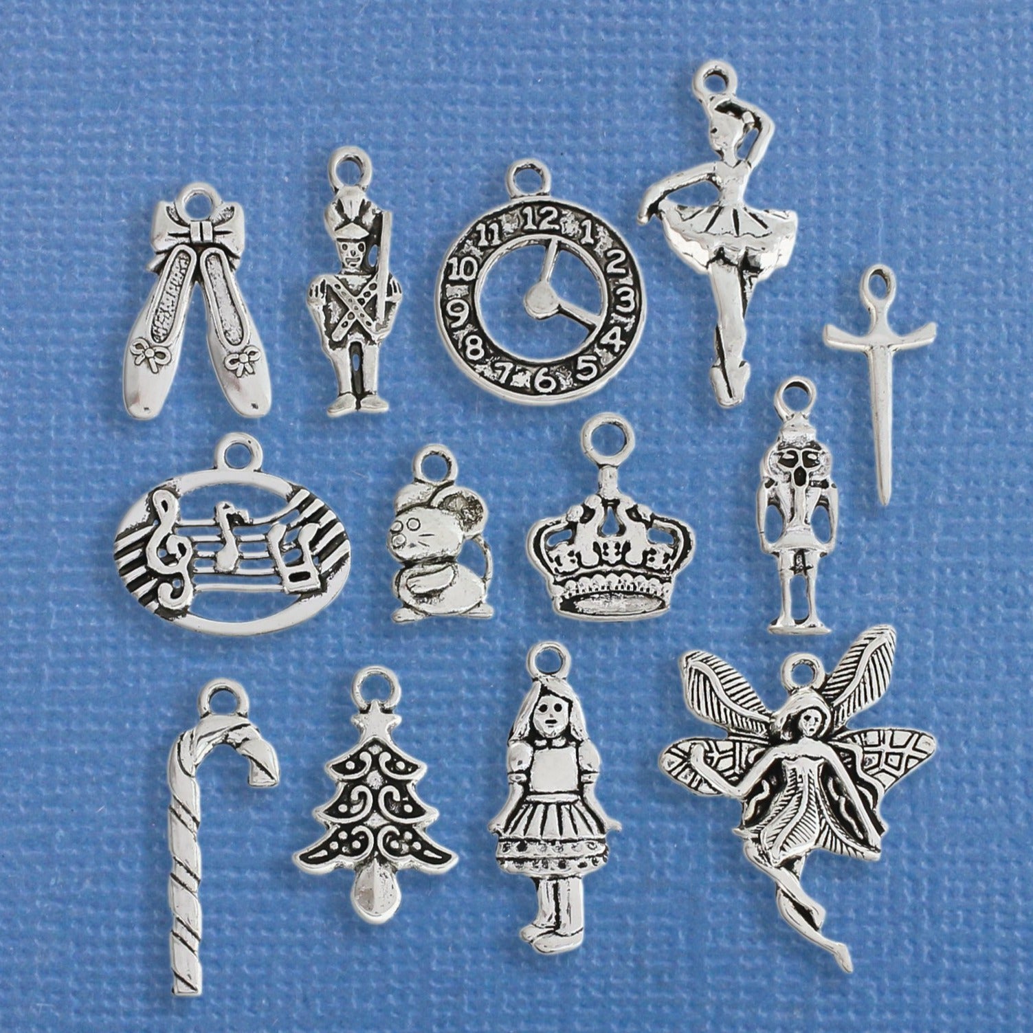 The Nutcracker Ballet Charm Collection 13 Charms Antique Silver Tone - COL256