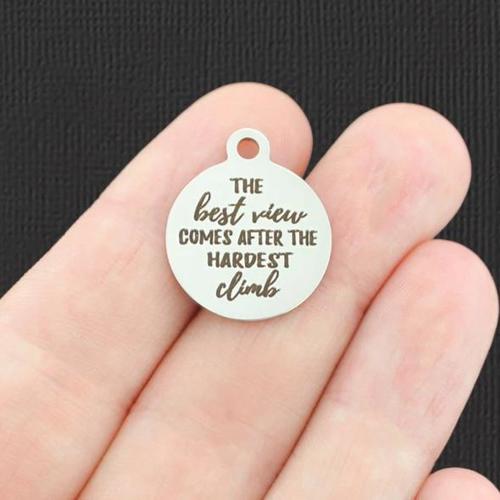 The best view Stainless Steel Charms - comes after the hardest climb - BFS001-5096