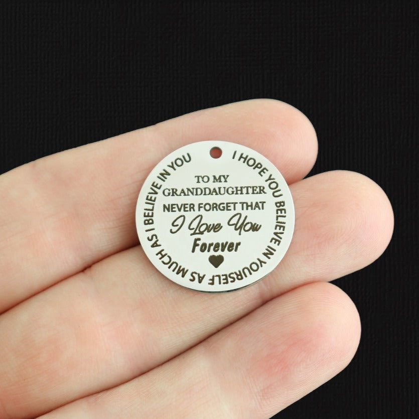 To My Granddaughter Stainless Steel 25mm Round Charms - BFS009-7950