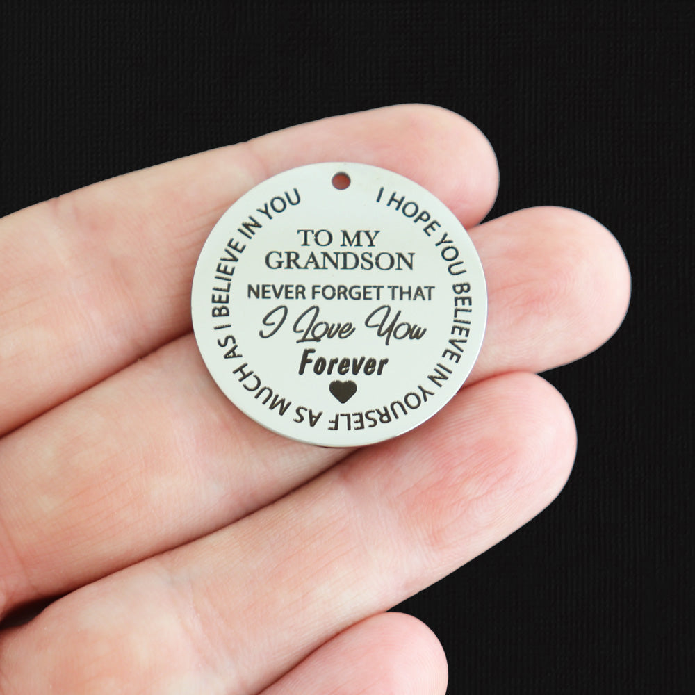 To my Grandson Stainless Steel 30mm Round Charms - BFS010-8121