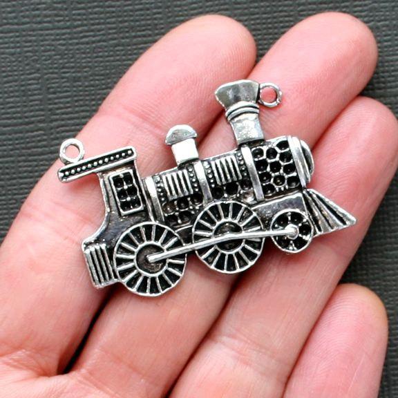 Train Connector Antique Silver Tone Charm - SC2551