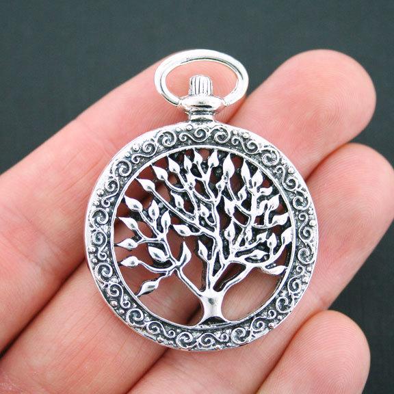Tree of Life Antique Silver Tone Charm 2 Sided - SC551