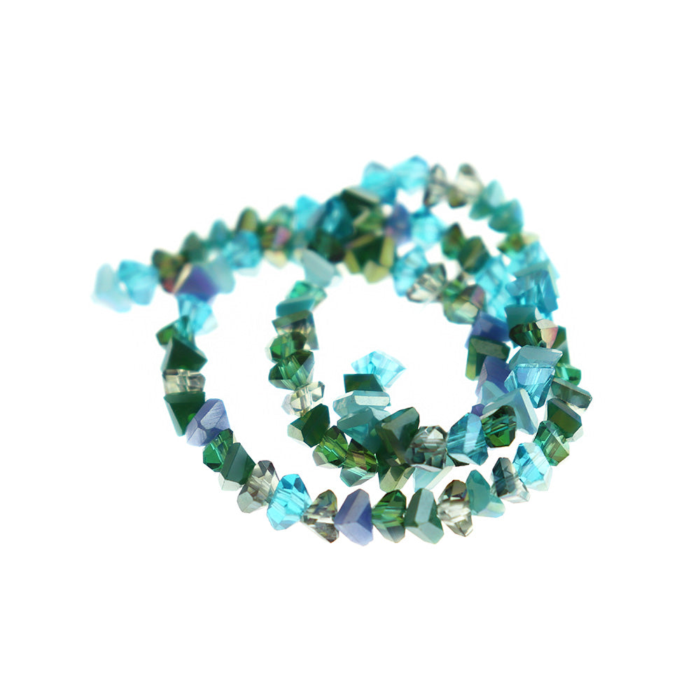 Triangle Glass Beads 6mm x 3.5mm - Electroplated Turquoise - 1 Strand 100 Beads - BD1915
