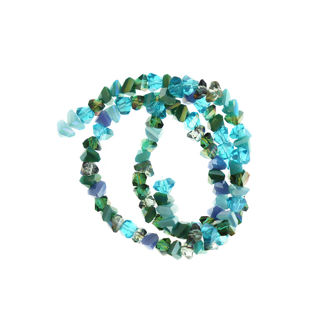 Triangle Glass Beads 6mm x 3.5mm - Electroplated Turquoise - 1 Strand 100 Beads - BD1915