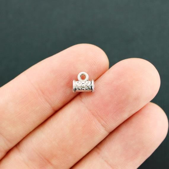 Tube Bail Beads 7mm x 7mm - Antique Silver Tone - 20 Beads - SC7776