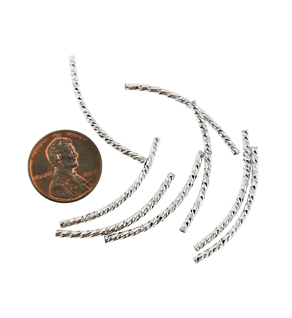 Tube Brass Beads 34mm x 2mm - Silver Tone - 5 Beads - FD800