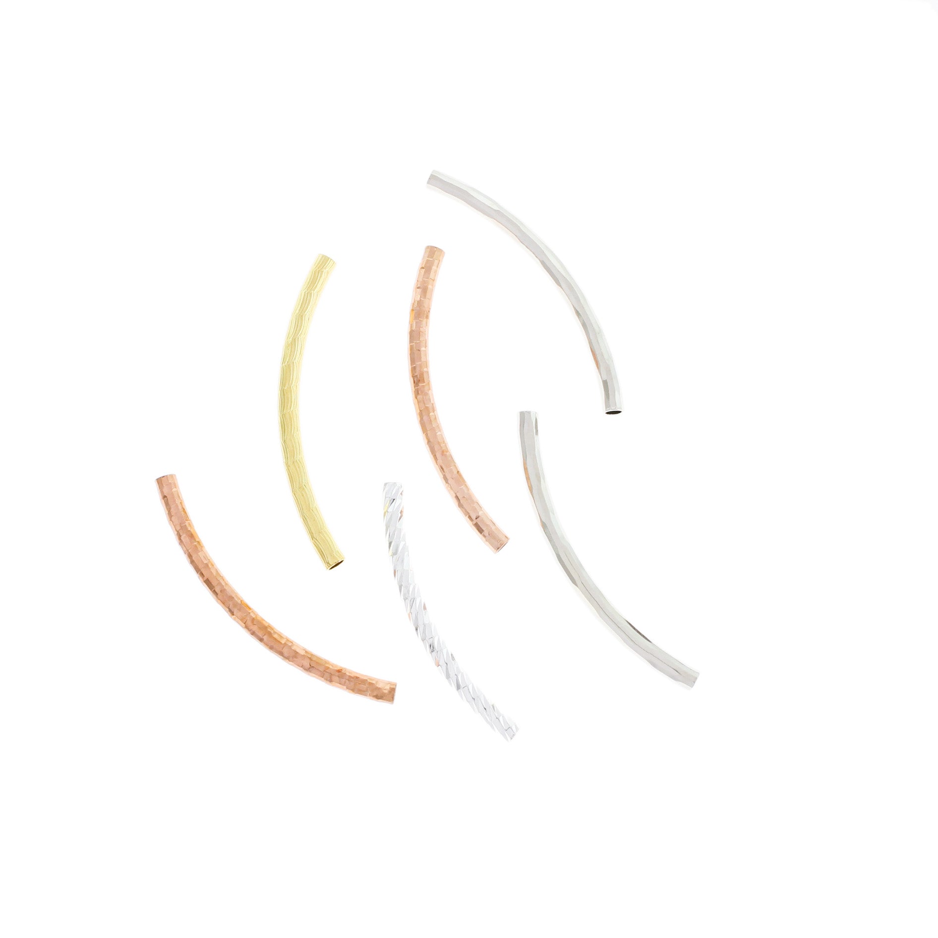 Tube Brass Beads 35mm x 2mm - Assorted Tone and Size - 6 Beads - FD954