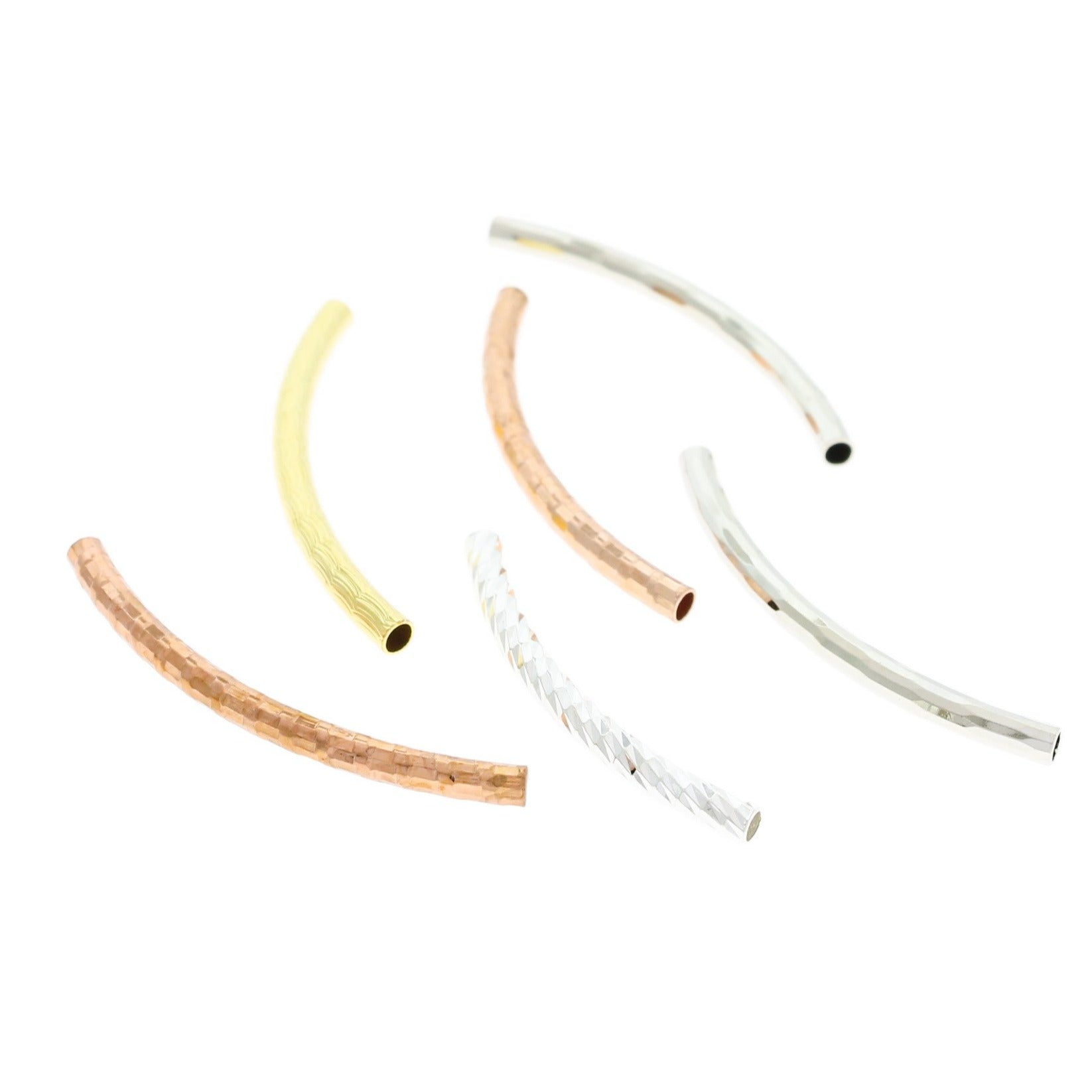 Tube Brass Beads 35mm x 2mm - Assorted Tone and Size - 6 Beads - FD954