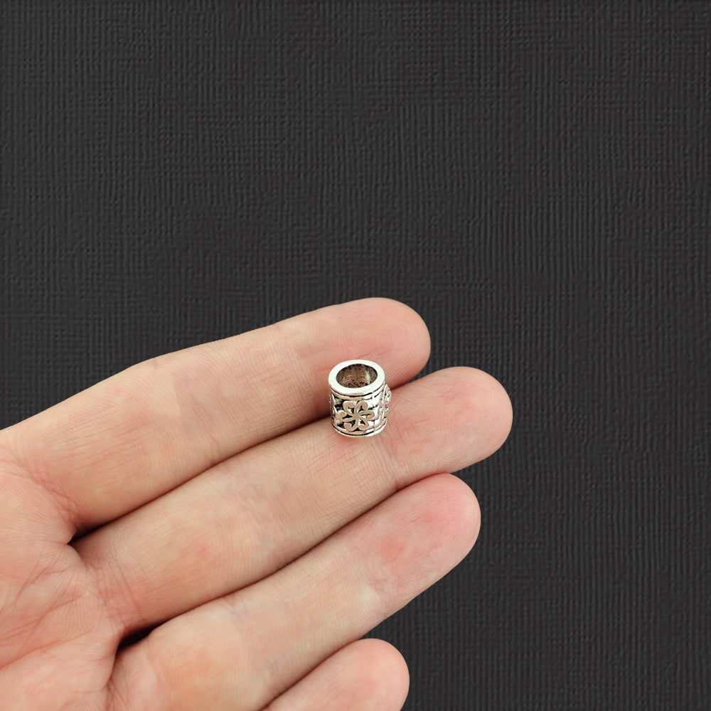 Tube Spacer Beads 10mm x 8mm - Argenté - 8 Perles - SC1621