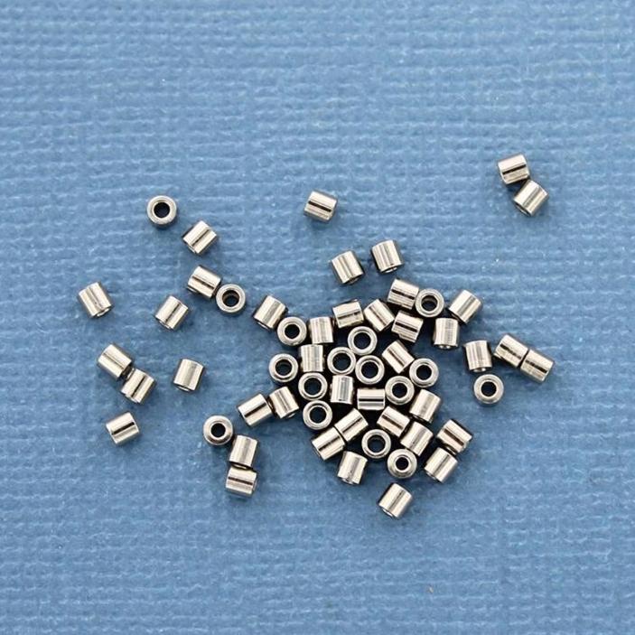 Tube de perles d'espacement en acier inoxydable 2 mm x 2 mm - ton argent - 25 perles - FD348