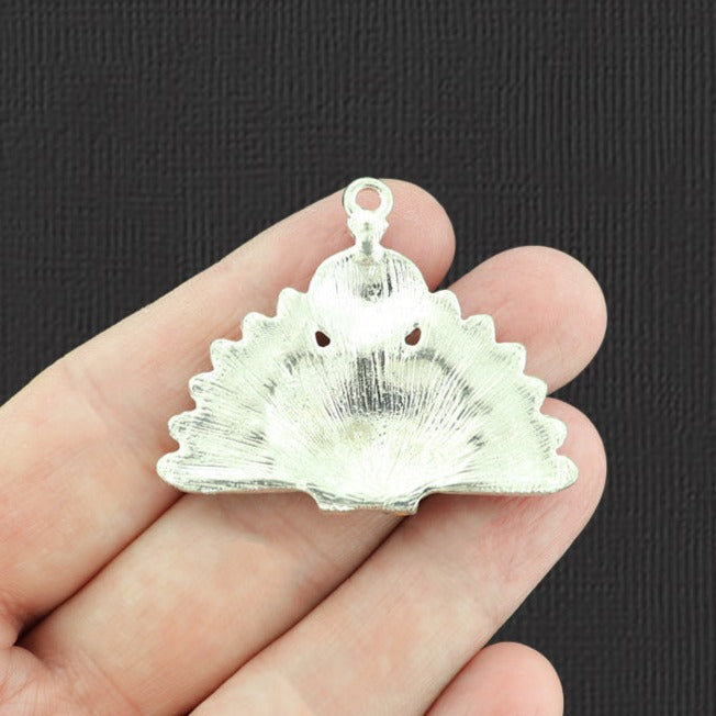 Turkey Silver Tone Enamel Charm with Inset Rhinestones - E938