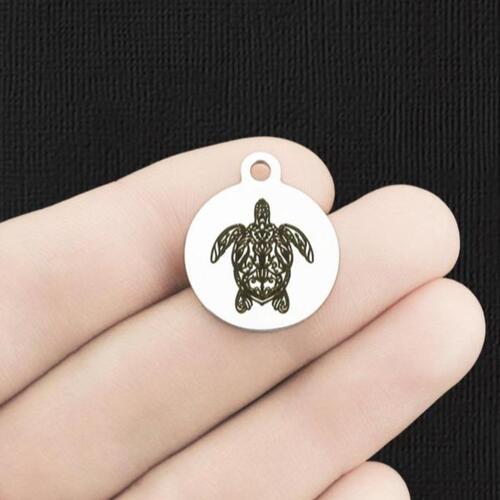 Turtle Mandala Stainless Steel Charms - BFS001-6225
