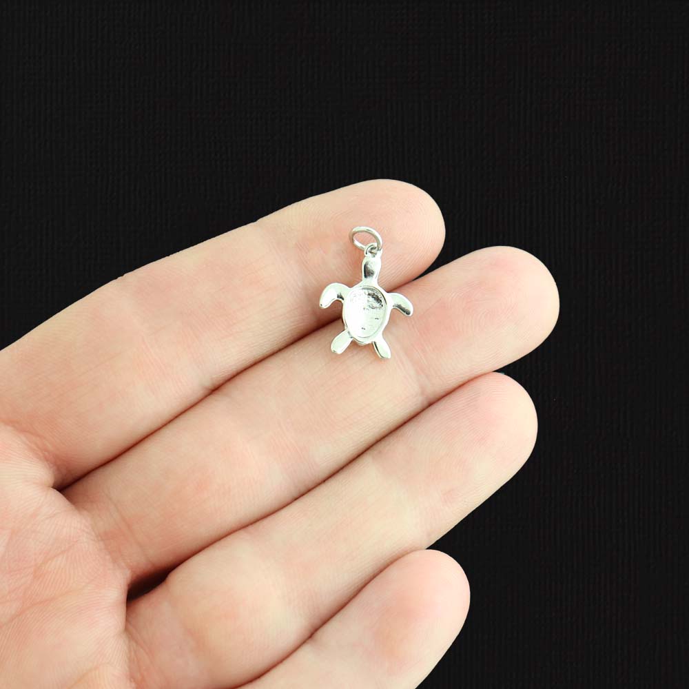 Turtle Silver Tone Enamel Charm - E209