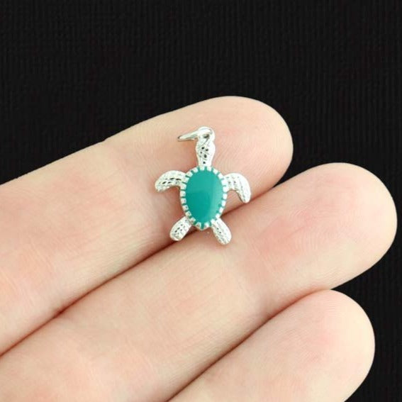 Turtle Silver Tone Enamel Charm - E209