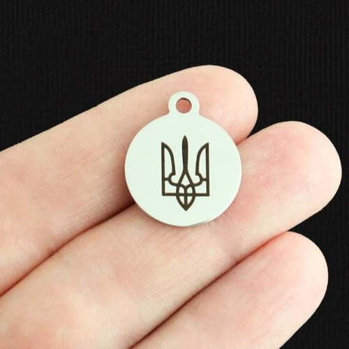 Ukraine Tryzub Stainless Steel Charms - BFS001-6722