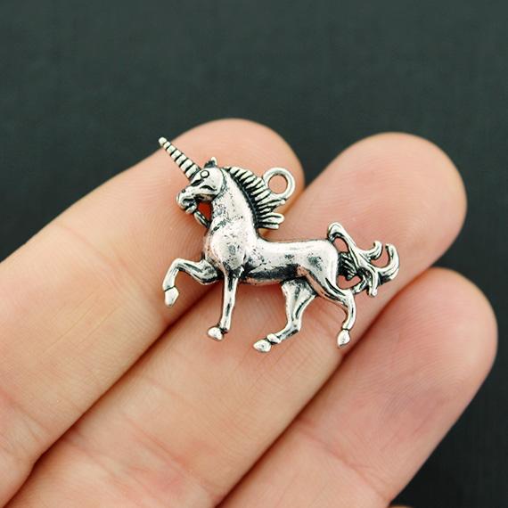 Licorne Antique Silver Tone Charm 3D - SC5480