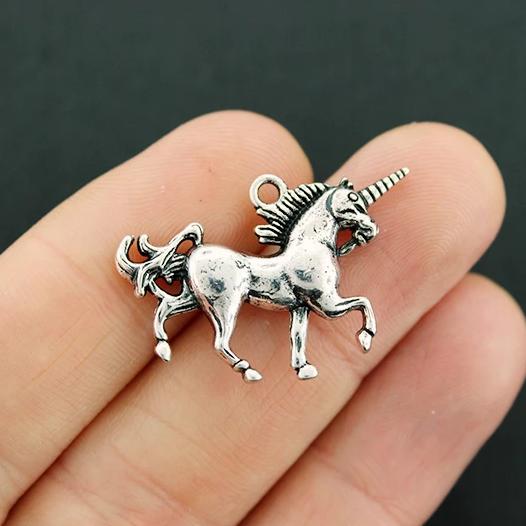 Licorne Antique Silver Tone Charm 3D - SC5480