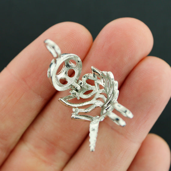 Unicorn Bead Cage Antique Silver Tone Charm 3D - SC7906