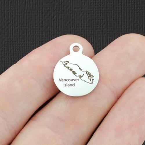 Vancouver Island Stainless Steel Small Round Charms - BFS002-4963